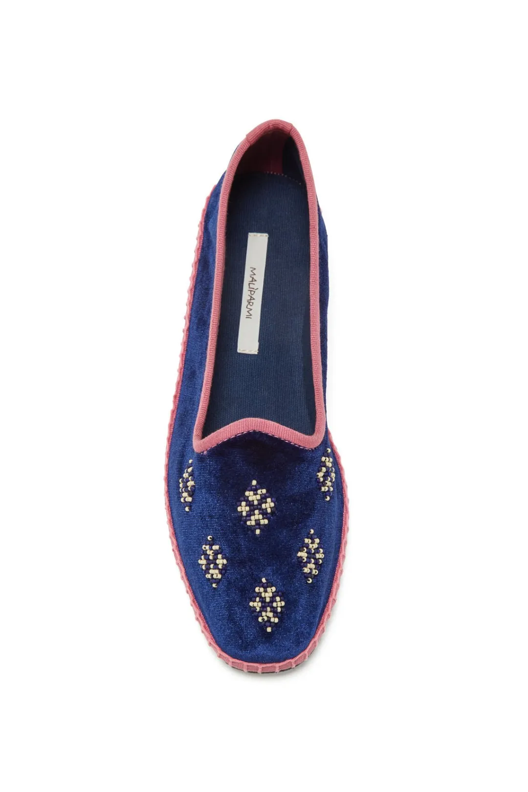 Hot Maliparmi BABOUCHE-BIJOUX VELVET AND BEADS Azul