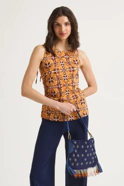 Hot Maliparmi BOLSO PEQUEÑO AL HOMBRO LEATHER & BEADS Naranja