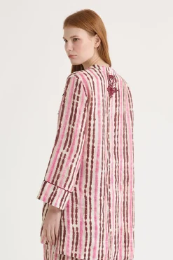 Hot Maliparmi CAMISA CAFTÁN WASHED STRIPES Rosa