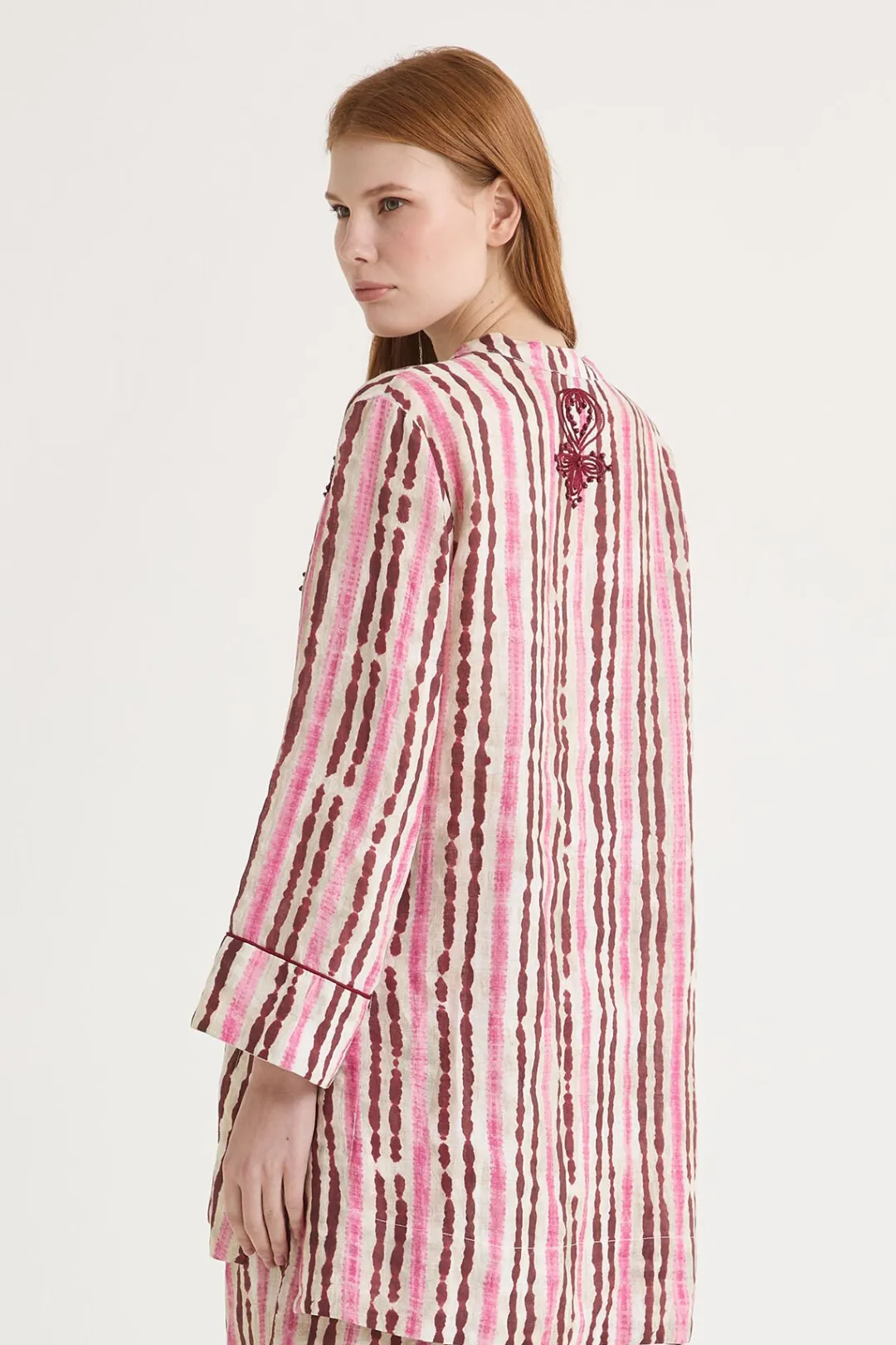 Hot Maliparmi CAMISA CAFTÁN WASHED STRIPES Rosa
