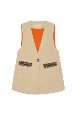 Outlet Maliparmi CHALECO SPRING DENIM Crema café