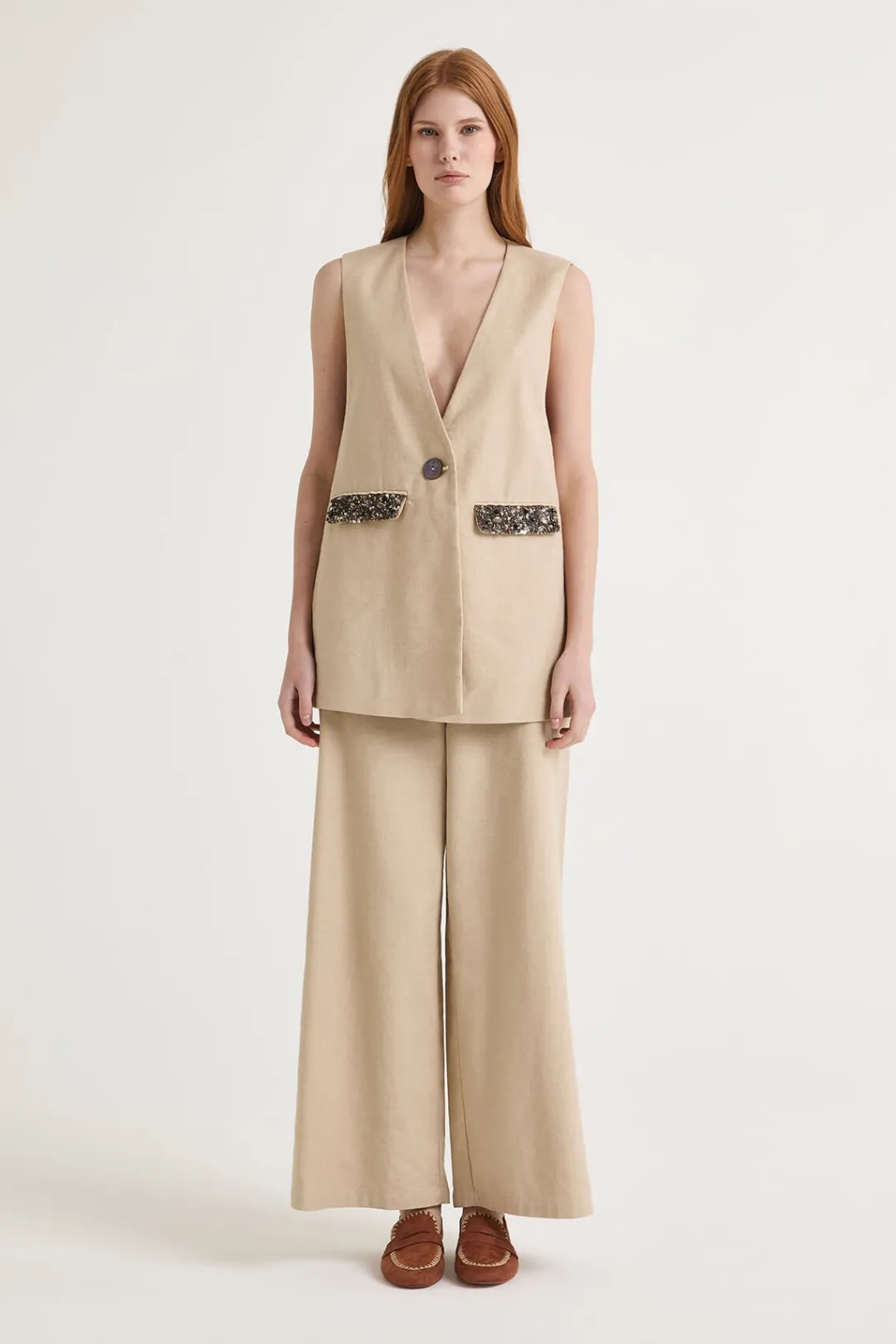 Outlet Maliparmi CHALECO SPRING DENIM Crema café