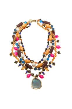 Sale Maliparmi COLLAR MULTI BEADS & RESIN Rojo ladrillo