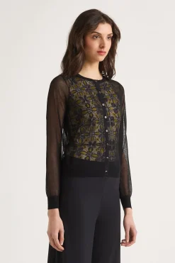 Clearance Maliparmi CÁRDIGAN TULLE Negro