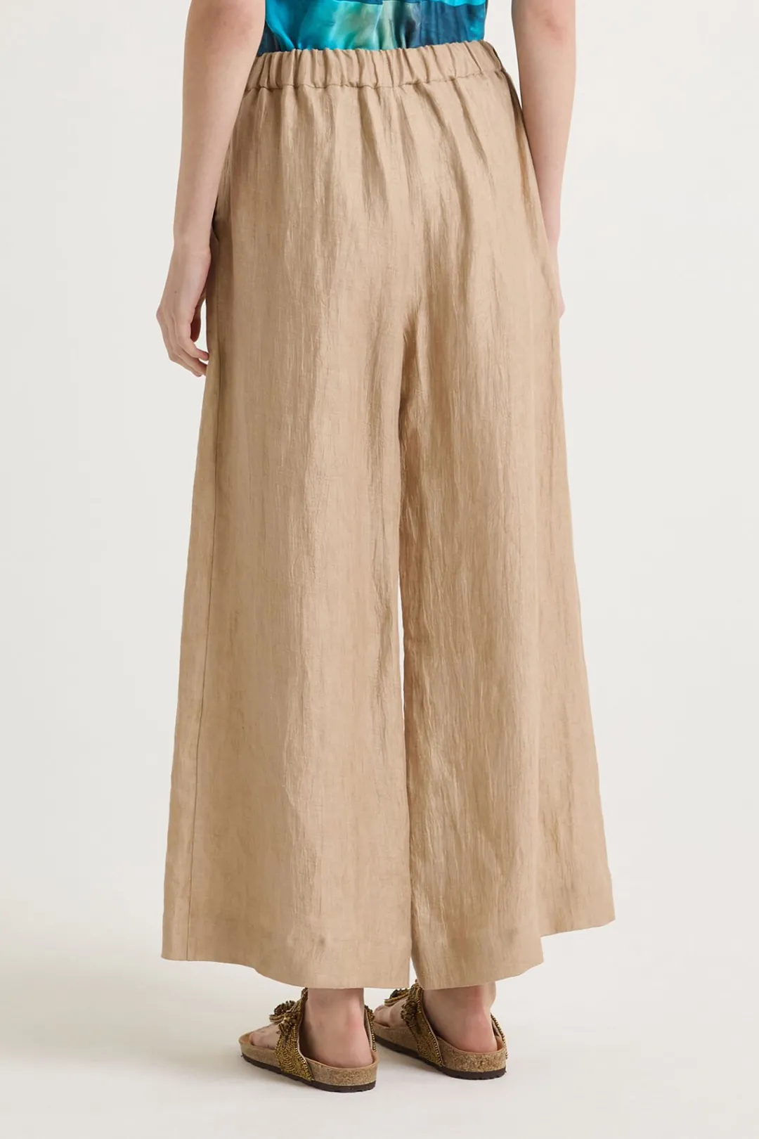 Best Maliparmi PANTALÓN LINEN JACQUARD Crema café