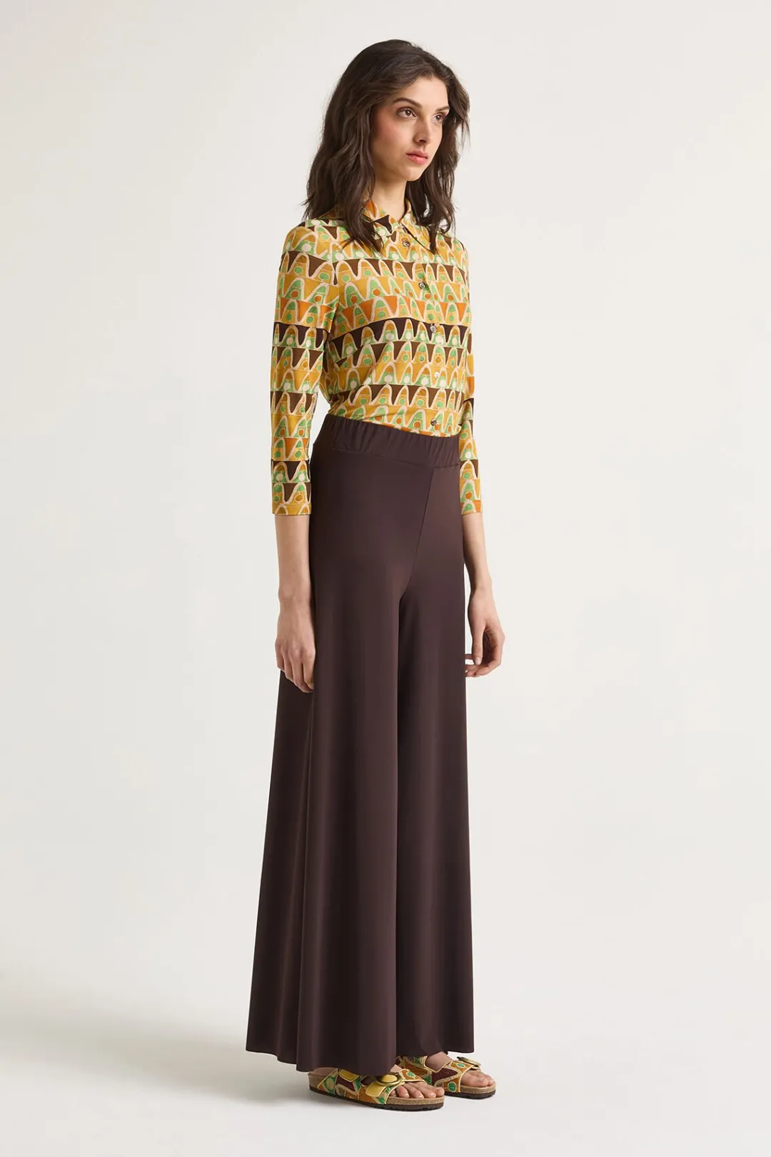 Clearance Maliparmi PANTALÓN SOFT JERSEY Marrón oscuro