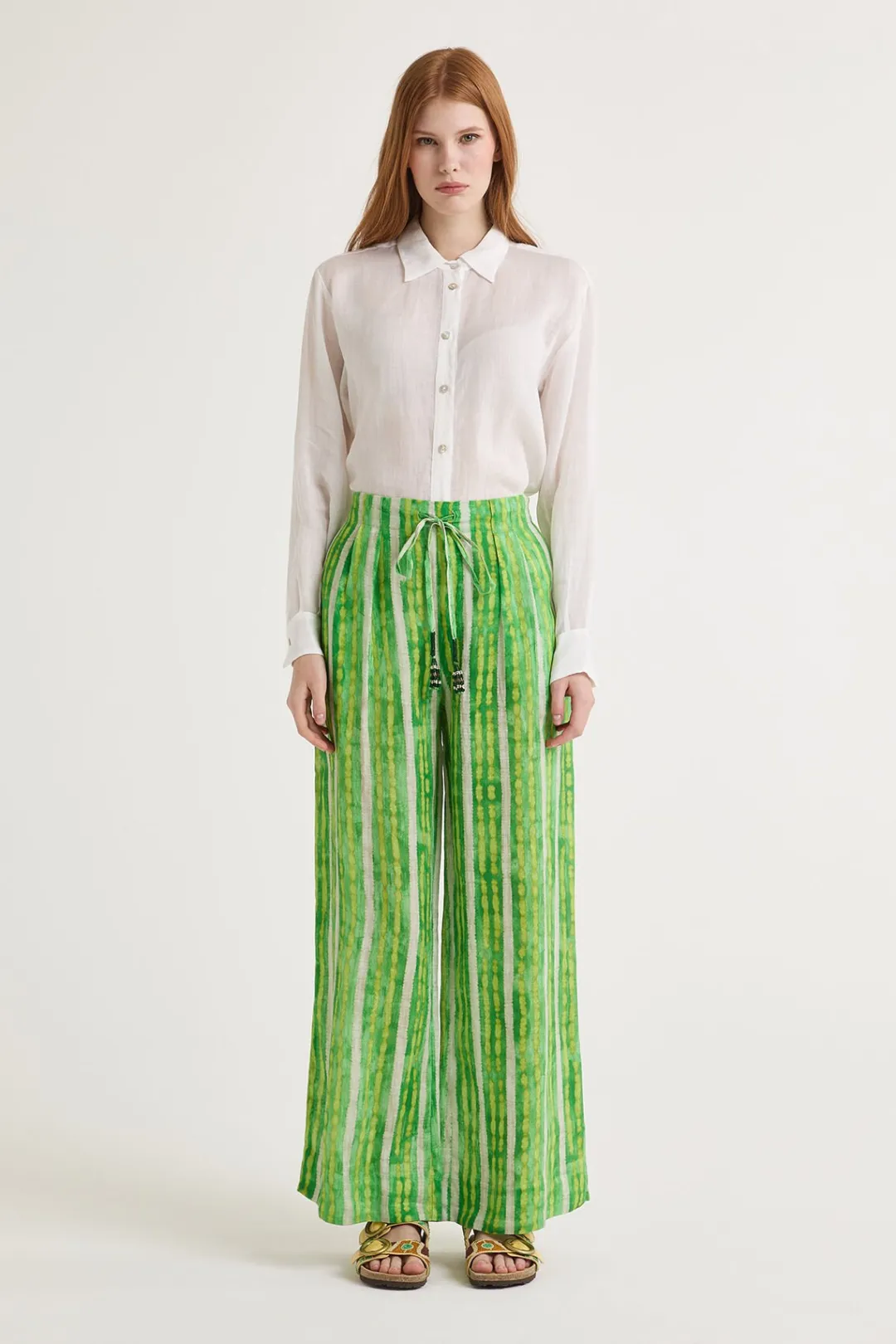 Discount Maliparmi PANTALÓN WASHED STRIPES Verde