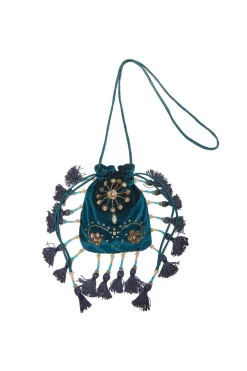 Hot Maliparmi POUCH THE PRECIOUS VELVET Verde pavo real