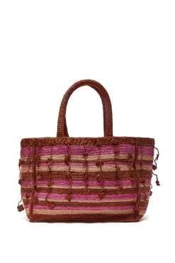 Outlet Maliparmi SHOPPING STRIPE FLOWER RAFFIA Rosa