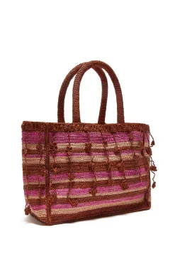 Outlet Maliparmi SHOPPING STRIPE FLOWER RAFFIA Rosa