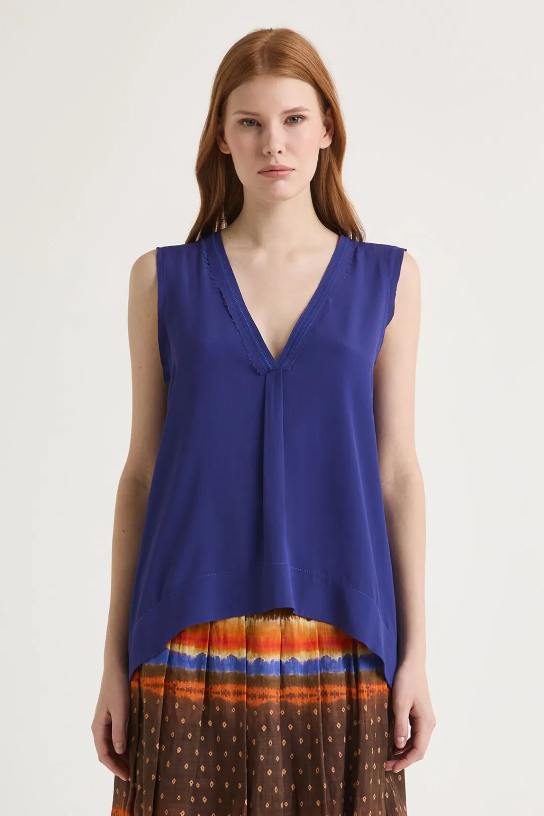 Best Maliparmi TOP FLUID CREPE Azul ultramar