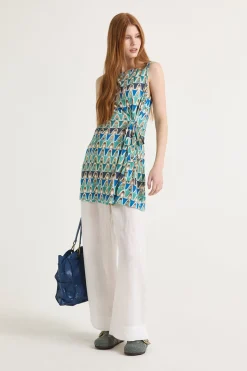 Clearance Maliparmi TOP GEOMETRIC MIMOSA Azul