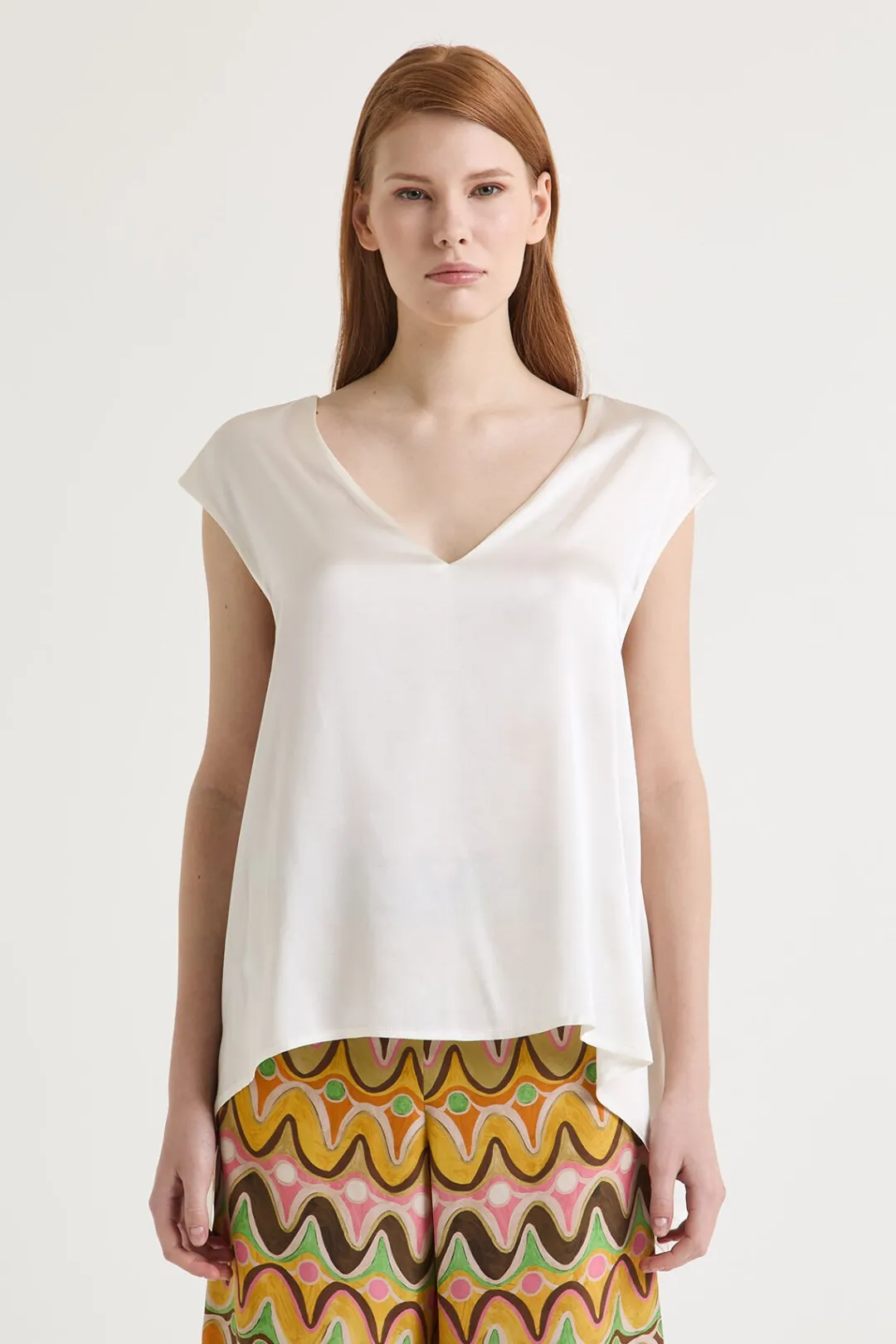 Best Maliparmi TOP SILK SATIN Blanco