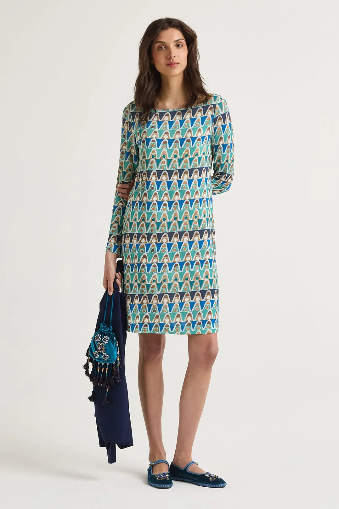 Discount Maliparmi VESTIDO GEOMETRIC MIMOSA Azul