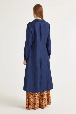 Fashion Maliparmi VESTIDO LINEN JACQUARD Azul ultramar
