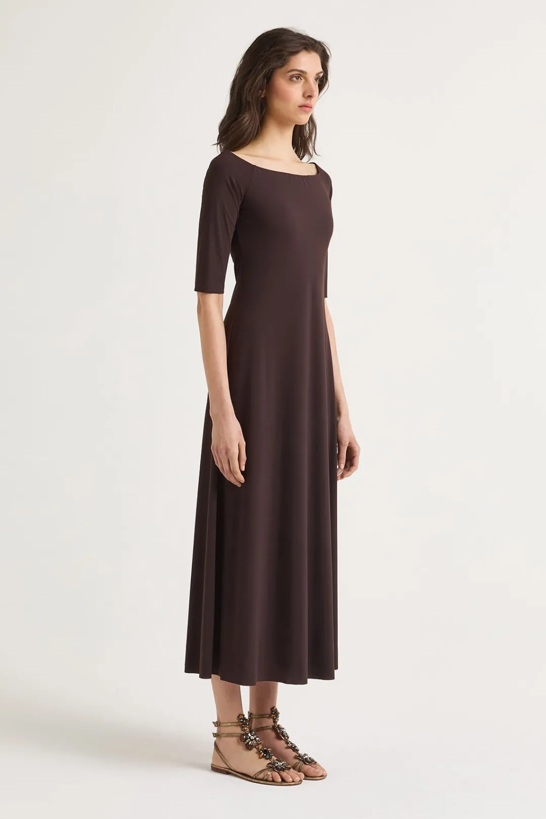 New Maliparmi VESTIDO SOFT JERSEY Marrón oscuro